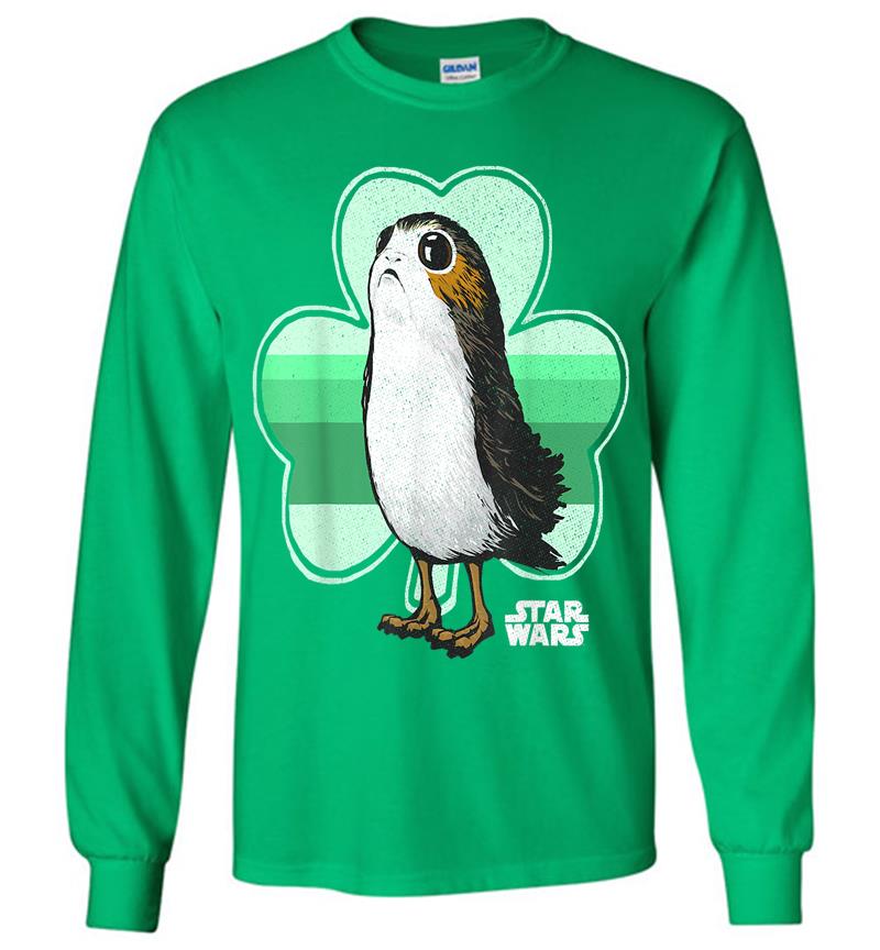 Inktee Store - Star Wars Porg Clover Saint Patrick'S Day Graphic Long Sleeve T-Shirt Image