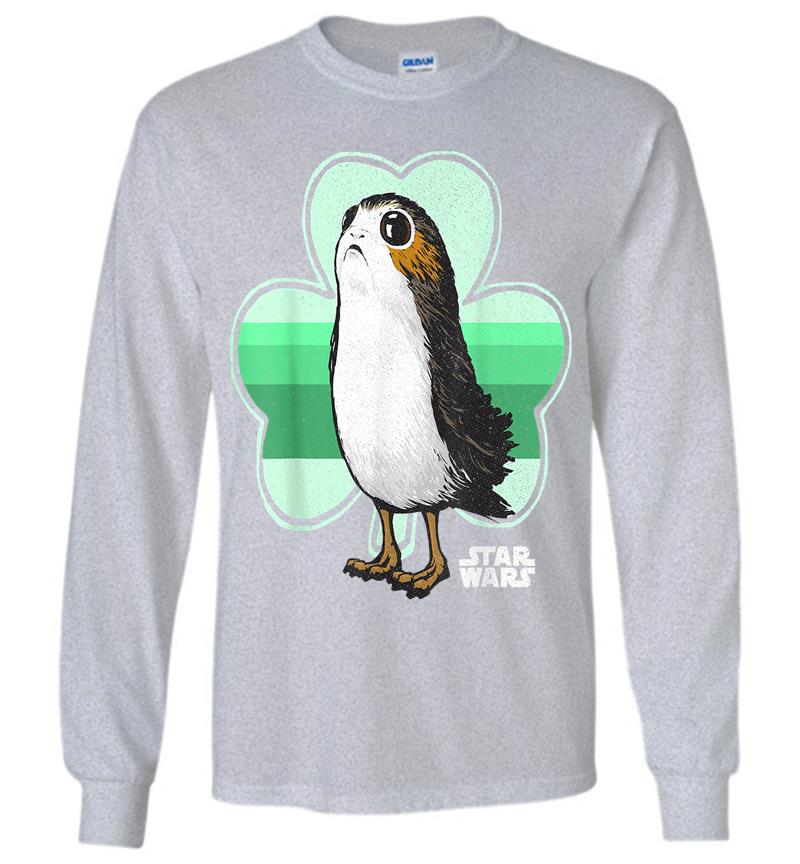 Inktee Store - Star Wars Porg Clover Saint Patrick'S Day Graphic Long Sleeve T-Shirt Image