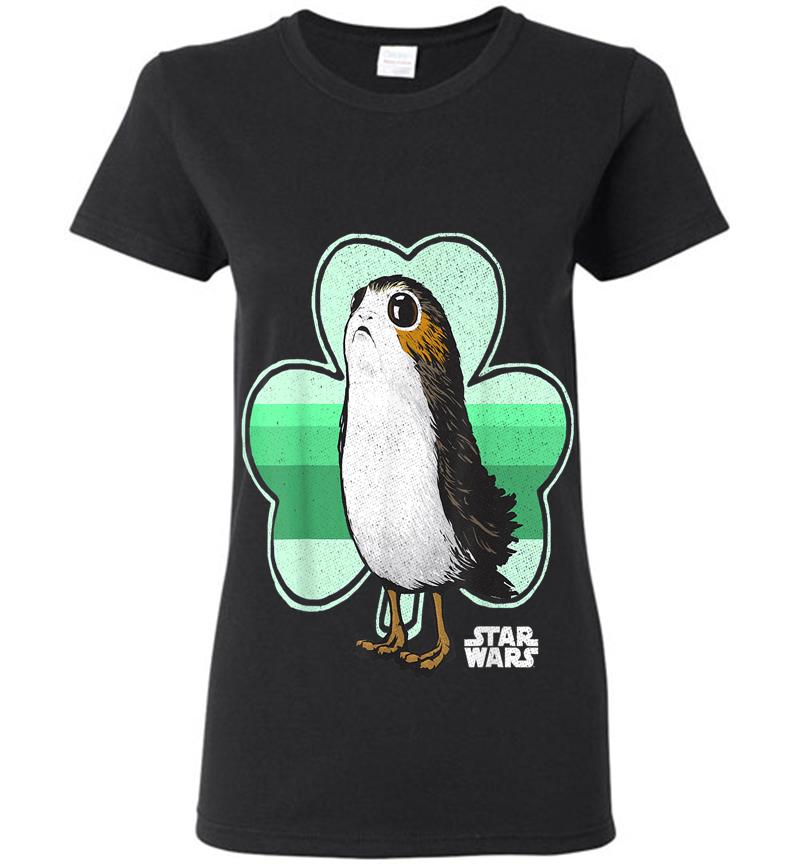 Star Wars Porg Clover Saint Patrick'S Day Graphic Womens T-Shirt