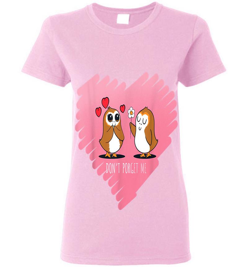 Inktee Store - Star Wars Porg Don'T Porget Me Valentine'S Day Womens T-Shirt Image