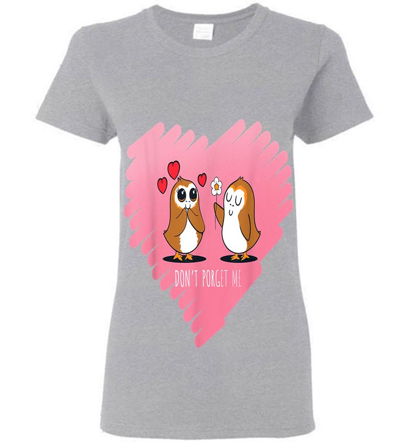 Inktee Store - Star Wars Porg Don'T Porget Me Valentine'S Day Womens T-Shirt Image