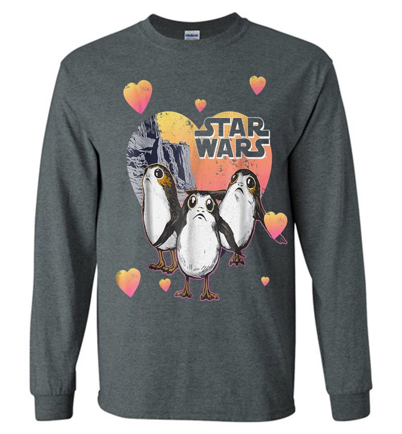 Inktee Store - Star Wars Porg Hearts Group Shot Valentine Graphic Long Sleeve T-Shirt Image