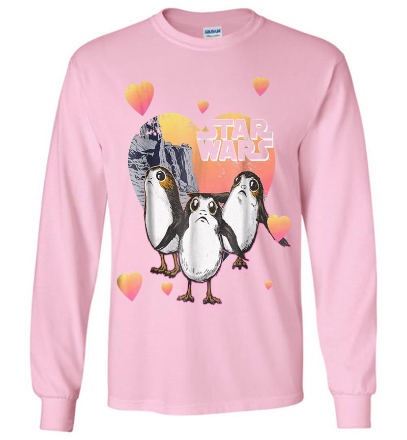 Inktee Store - Star Wars Porg Hearts Group Shot Valentine Graphic Long Sleeve T-Shirt Image