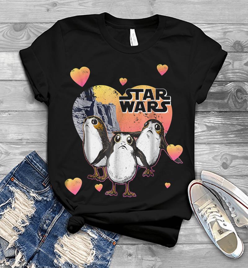 Star Wars Porg Hearts Group Shot Valentine Graphic Mens T-Shirt