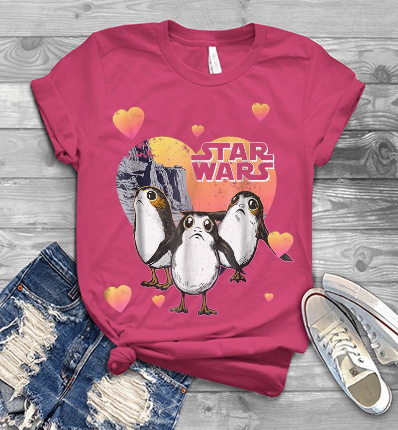 Inktee Store - Star Wars Porg Hearts Group Shot Valentine Graphic Mens T-Shirt Image