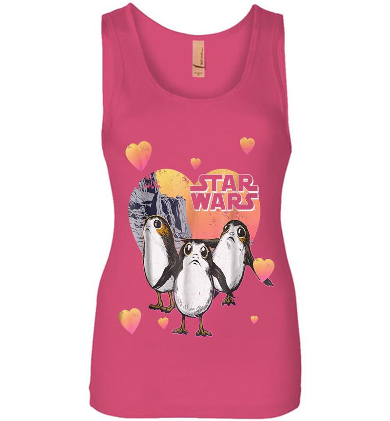 Inktee Store - Star Wars Porg Hearts Group Shot Valentine Graphic Womens Jersey Tank Top Image
