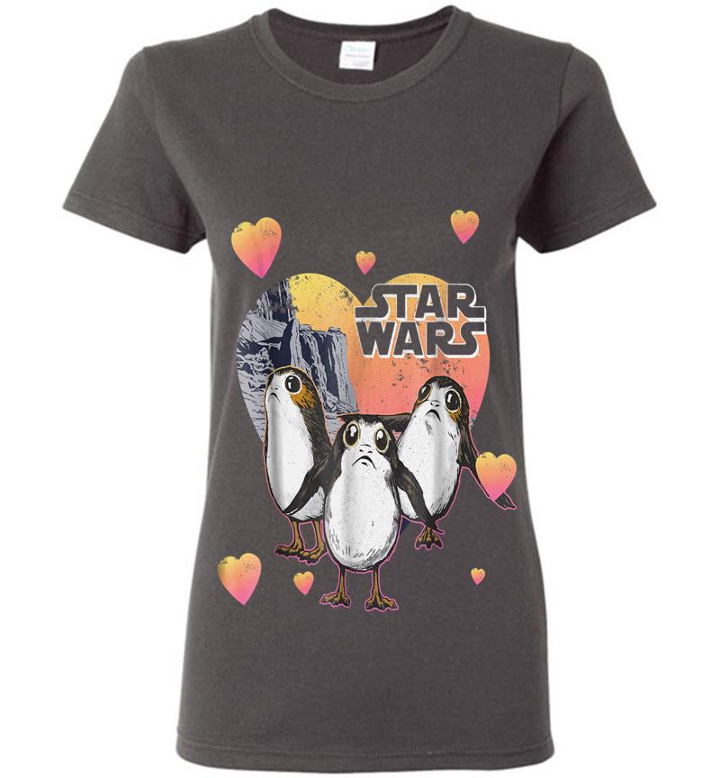 Inktee Store - Star Wars Porg Hearts Group Shot Valentine Graphic Womens T-Shirt Image