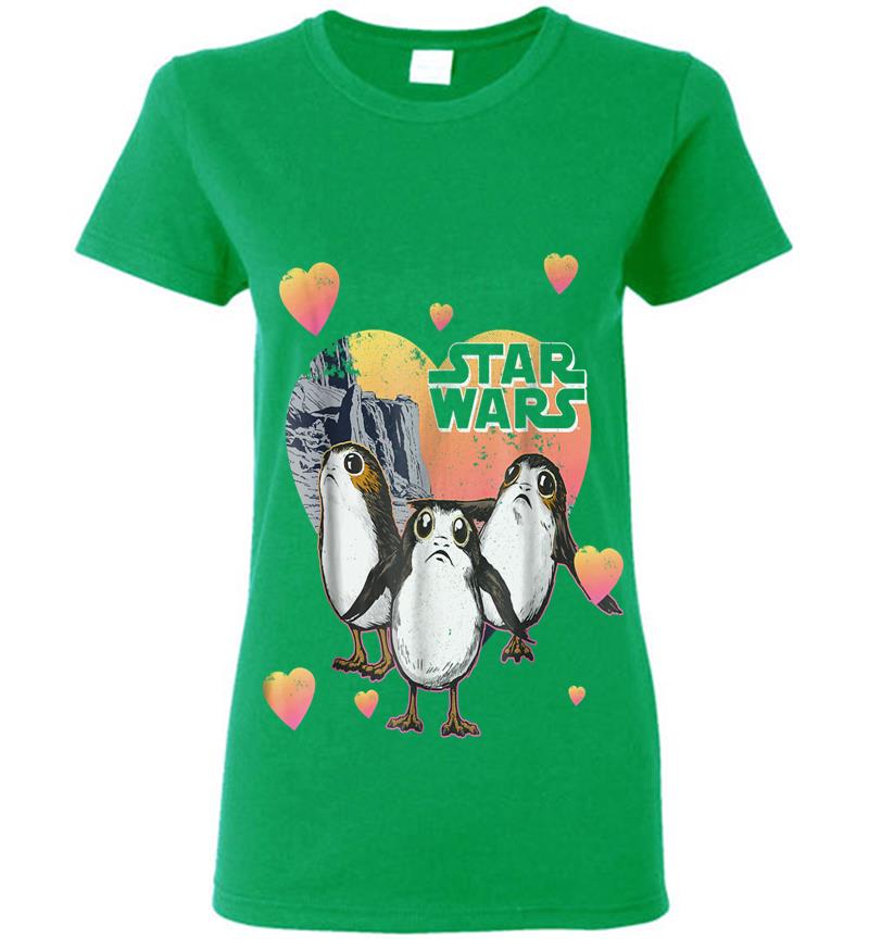 Inktee Store - Star Wars Porg Hearts Group Shot Valentine Graphic Womens T-Shirt Image