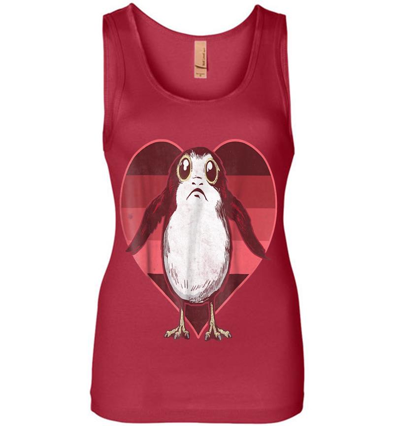 Inktee Store - Star Wars Porg In Heart Red Pink Fade Valentine Womens Jersey Tank Top Image