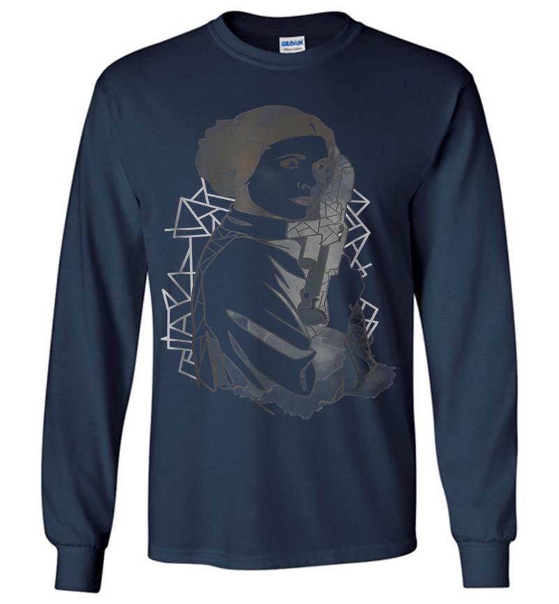 Inktee Store - Star Wars Princess Leia Geometric Line Drawing Long Sleeve T-Shirt Image