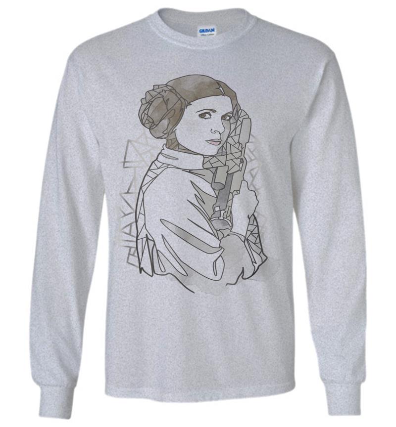 Inktee Store - Star Wars Princess Leia Geometric Line Drawing Long Sleeve T-Shirt Image