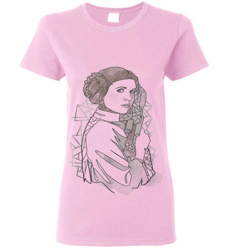 Inktee Store - Star Wars Princess Leia Geometric Line Drawing Womens T-Shirt Image