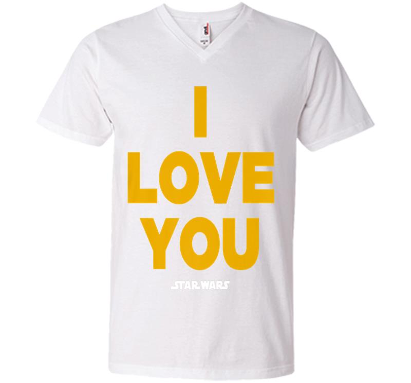 Inktee Store - Star Wars Princess Leia I Love You Premium Graphic V-Neck T-Shirt Image
