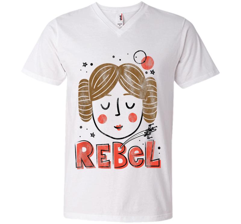 Inktee Store - Star Wars Princess Leia Rebel Doodle Drawing V-Neck T-Shirt Image