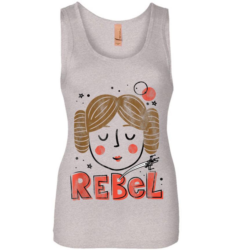 Inktee Store - Star Wars Princess Leia Rebel Doodle Drawing Womens Jersey Tank Top Image
