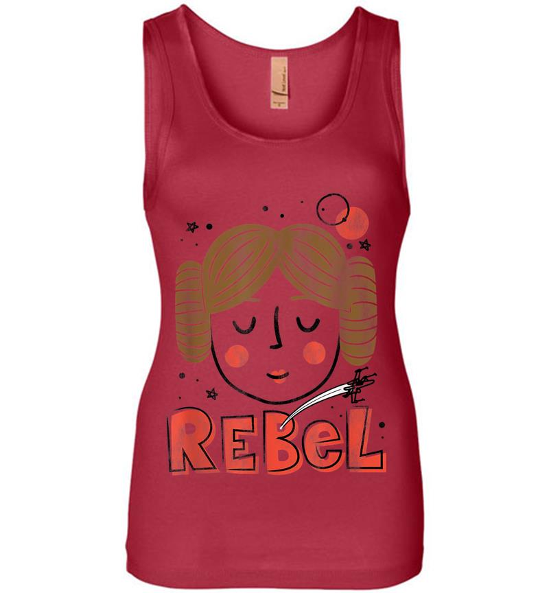 Inktee Store - Star Wars Princess Leia Rebel Doodle Drawing Womens Jersey Tank Top Image