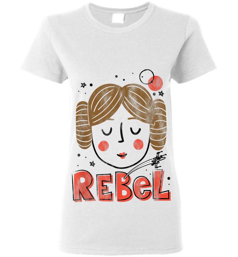 Inktee Store - Star Wars Princess Leia Rebel Doodle Drawing Womens T-Shirt Image