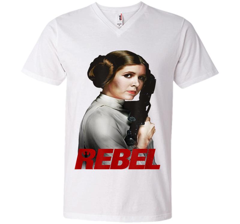 Inktee Store - Star Wars Princess Leia Rebel With A Cause Graphic V-Neck T-Shirt Image