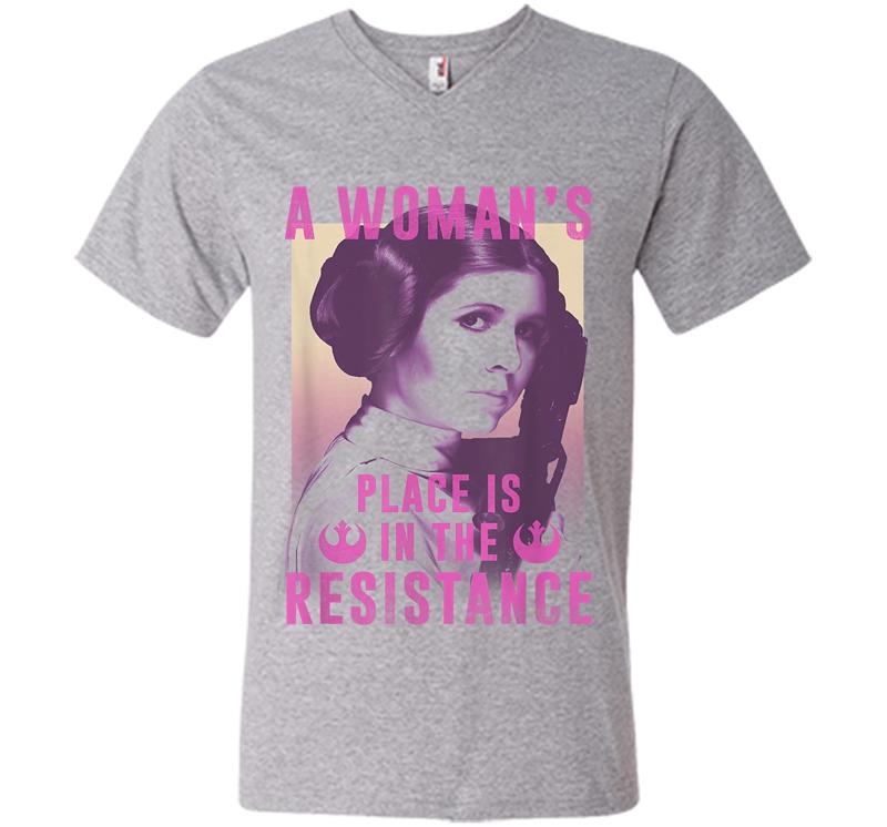 Inktee Store - Star Wars Princess Leia Resistance V-Neck T-Shirt Image