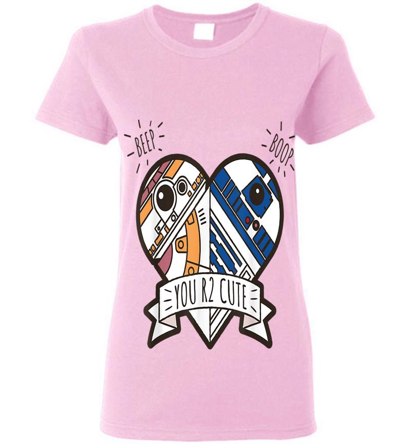 Inktee Store - Star Wars R2-D2 Bb-8 Droid Heart Valentine'S Day Womens T-Shirt Image