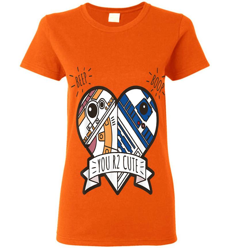 Inktee Store - Star Wars R2-D2 Bb-8 Droid Heart Valentine'S Day Womens T-Shirt Image
