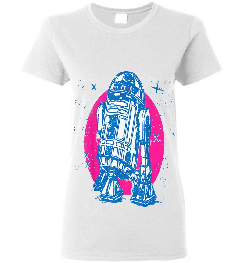 Inktee Store - Star Wars R2-D2 Vintage Neon Retro Sparkly Badge Womens T-Shirt Image