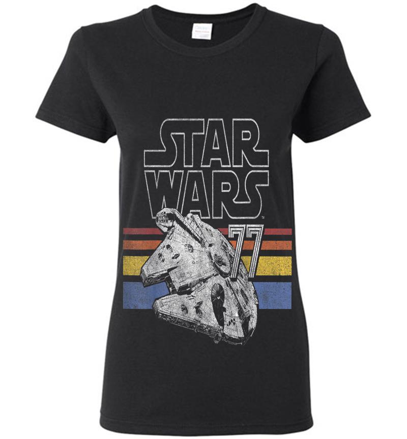 Star Wars Retro Falcon Stripes Womens T-Shirt