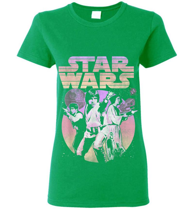 Inktee Store - Star Wars Retro Gradient Group Poster Womens T-Shirt Image