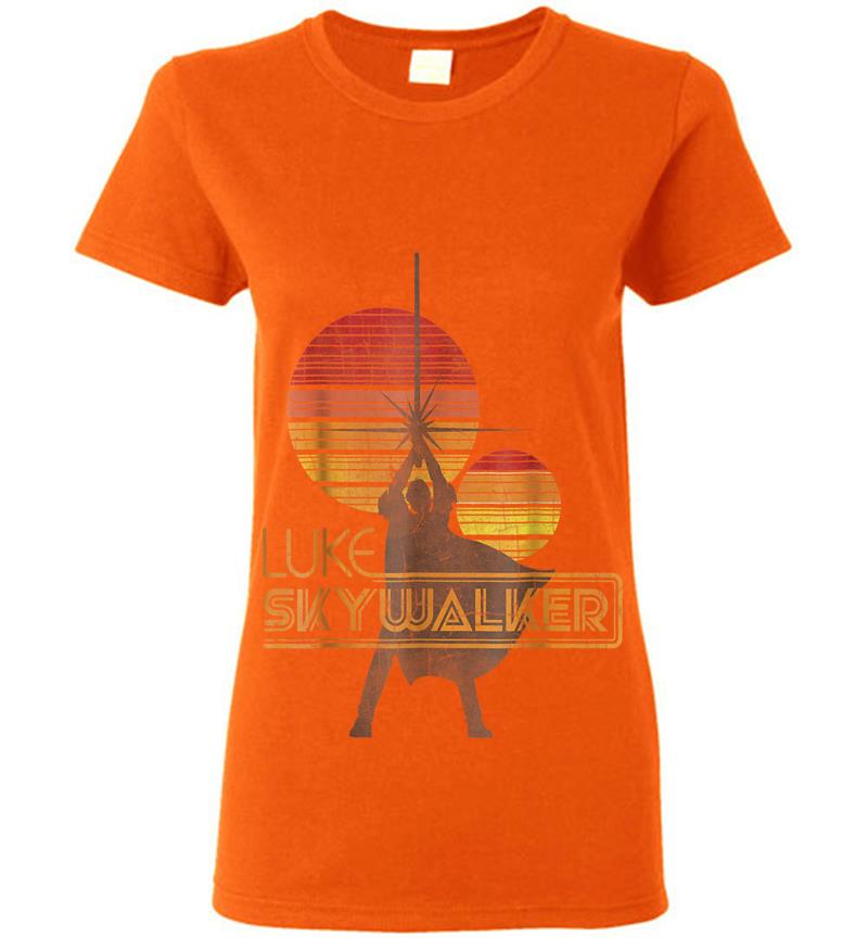 Inktee Store - Star Wars Retro Luke Skywalker Silhouette Suns Womens T-Shirt Image