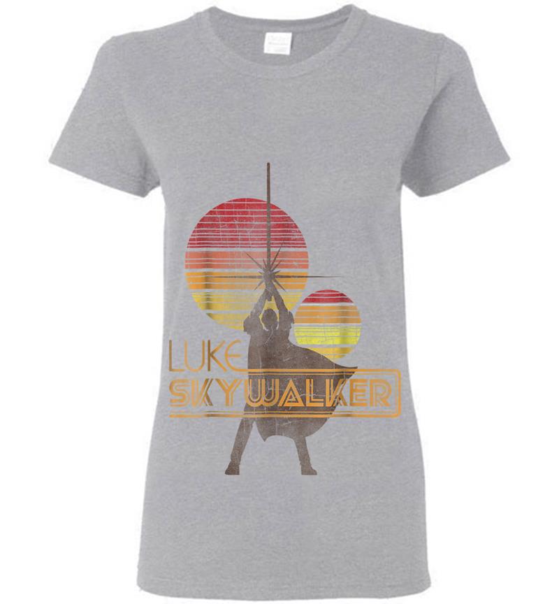 Inktee Store - Star Wars Retro Luke Skywalker Silhouette Suns Womens T-Shirt Image