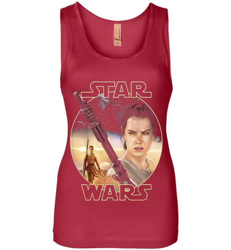 Inktee Store - Star Wars Rey Close Up Womens Jersey Tank Top Image