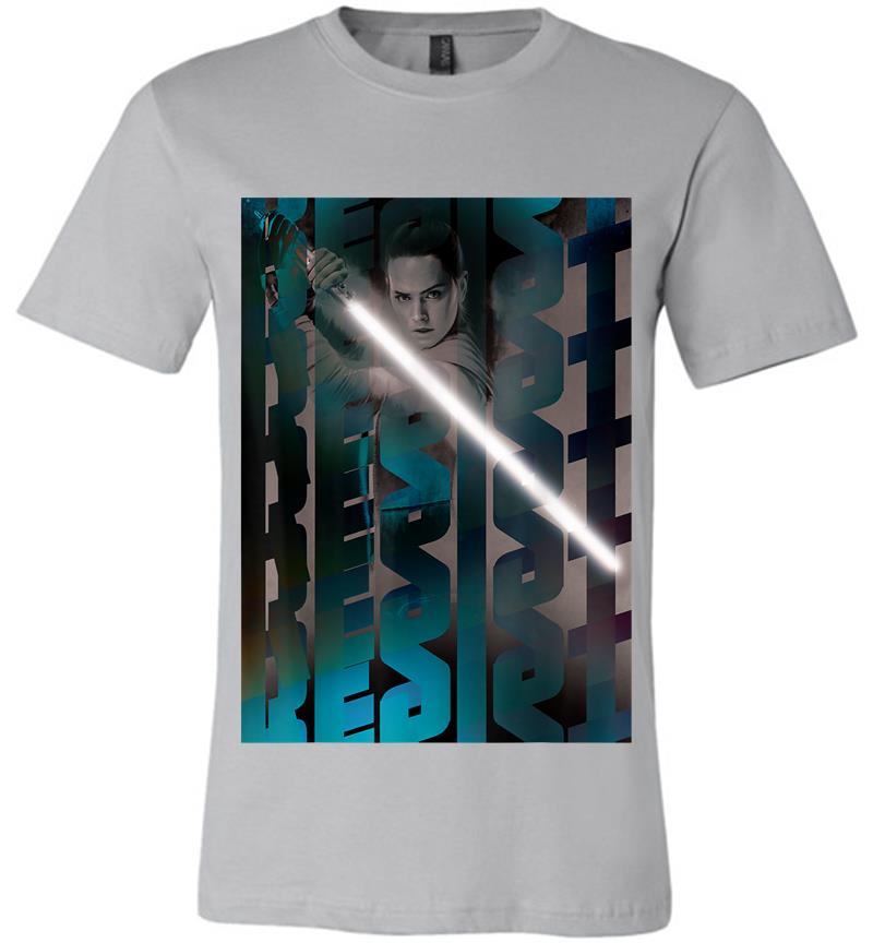 Inktee Store - Star Wars Rey Resist Lightsaber Poster Premium T-Shirt Image