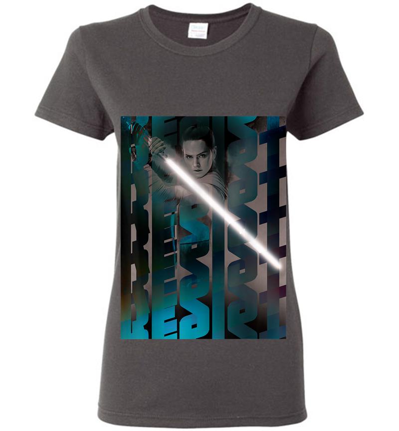 Inktee Store - Star Wars Rey Resist Lightsaber Poster Womens T-Shirt Image