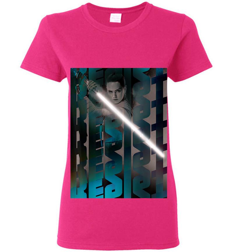 Inktee Store - Star Wars Rey Resist Lightsaber Poster Womens T-Shirt Image