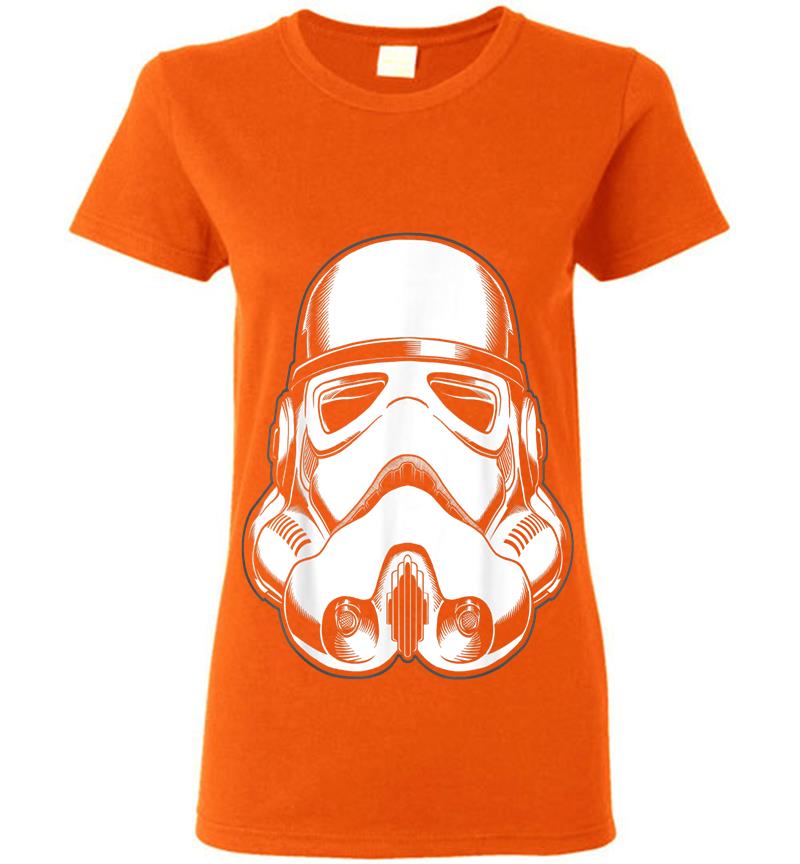 Inktee Store - Star Wars Stormtrooper Helmet Up-Close Faded Graphc Womens T-Shirt Image