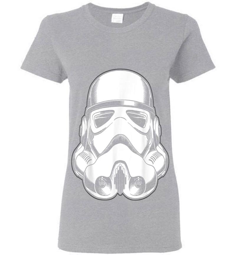 Inktee Store - Star Wars Stormtrooper Helmet Up-Close Faded Graphc Womens T-Shirt Image