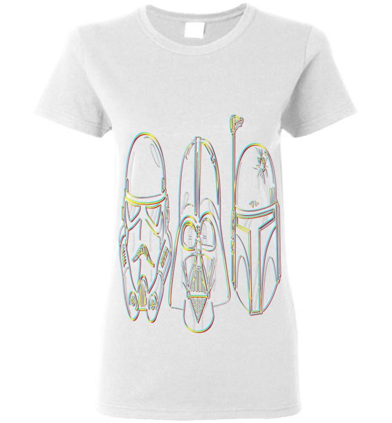 Inktee Store - Star Wars Stormtrooper Vader Fett Helmet Trio Womens T-Shirt Image