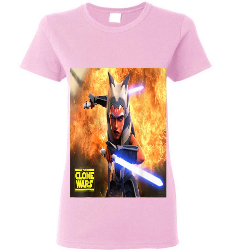 Inktee Store - Star Wars The Clone Wars Ahsoka Tano Teaser Poster Womens T-Shirt Image
