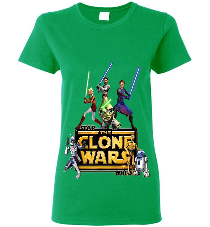 Inktee Store - Star Wars The Clone Wars Jedi Warriors Womens T-Shirt Image