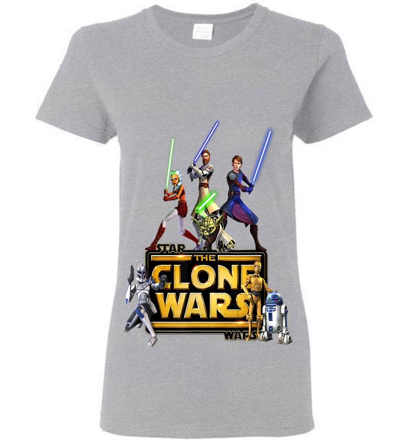 Inktee Store - Star Wars The Clone Wars Jedi Warriors Womens T-Shirt Image