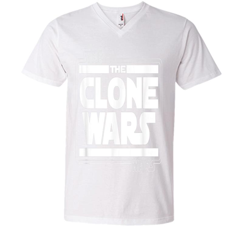 Inktee Store - Star Wars The Clone Wars Logo V-Neck T-Shirt Image