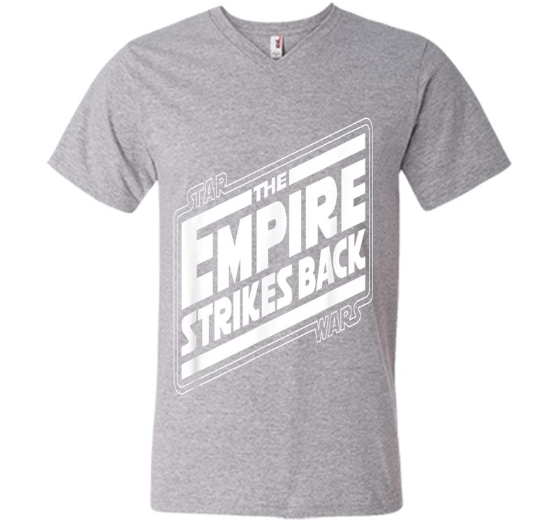 Inktee Store - Star Wars The Empire Strikes Back Angled Movie Logo V-Neck T-Shirt Image