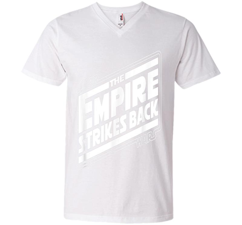 Inktee Store - Star Wars The Empire Strikes Back Angled Movie Logo V-Neck T-Shirt Image