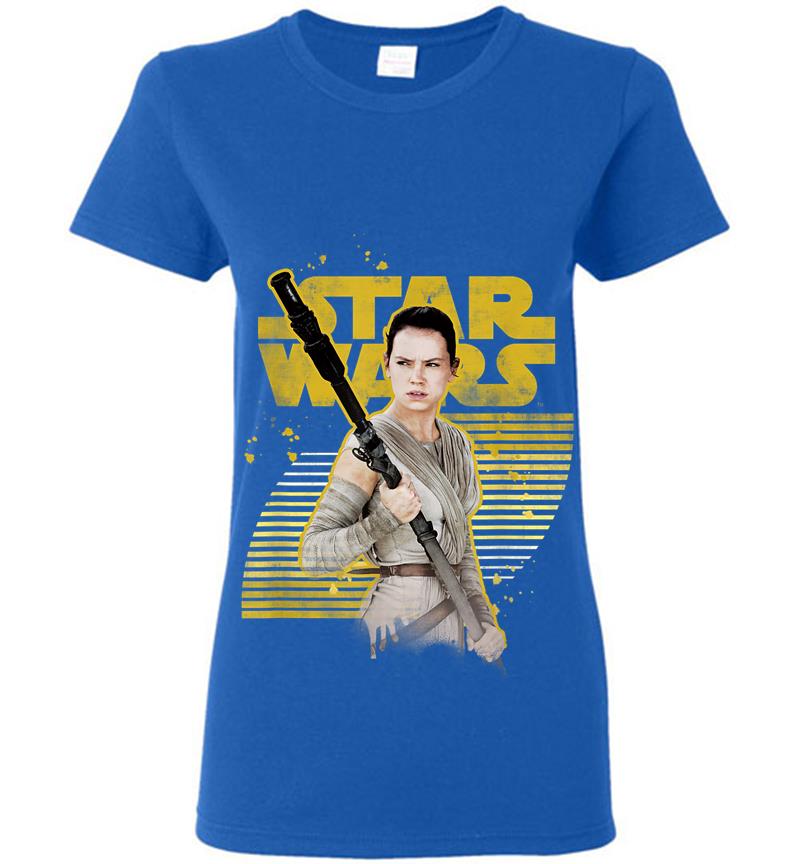 Inktee Store - Star Wars The Force Awakens Rey Stands Strong Womens T-Shirt Image