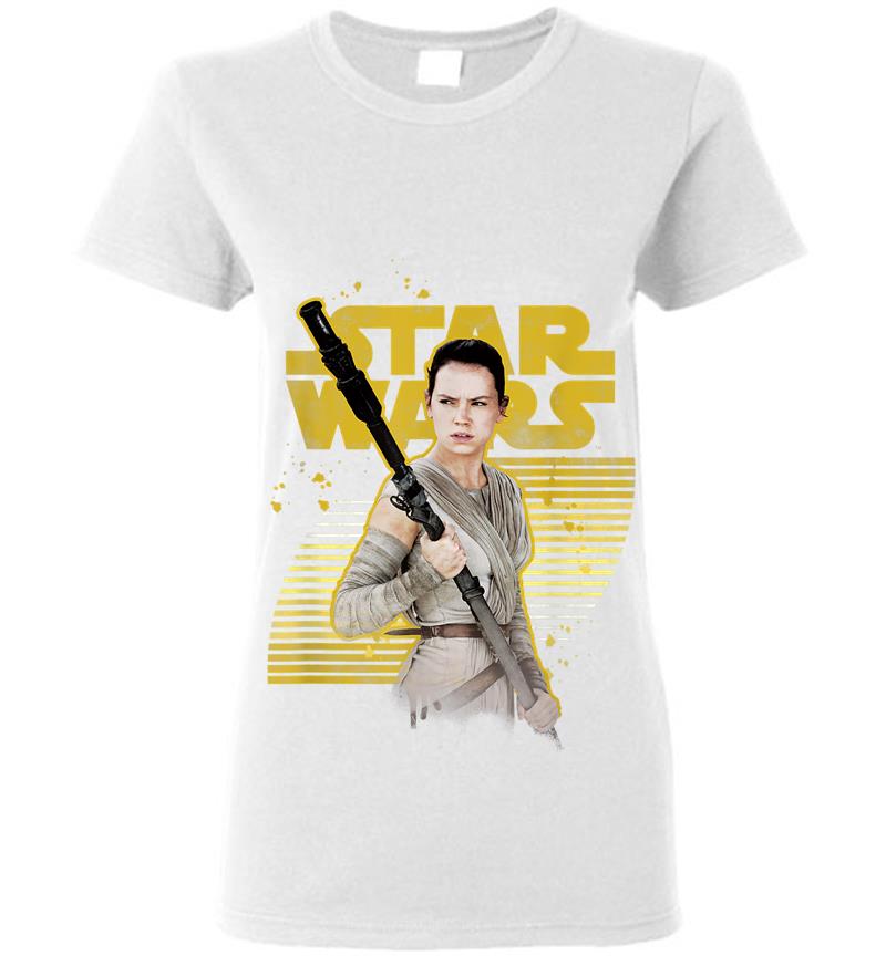 Inktee Store - Star Wars The Force Awakens Rey Stands Strong Womens T-Shirt Image