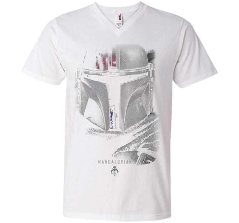 Inktee Store - Star Wars The Mandalorian Dark Portrait V-Neck T-Shirt Image