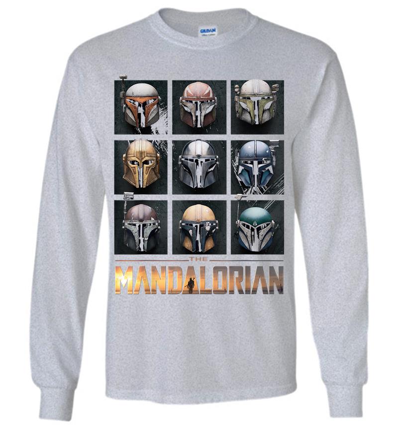 Inktee Store - Star Wars The Mandalorian Helmet Box Up Long Sleeve T-Shirt Image