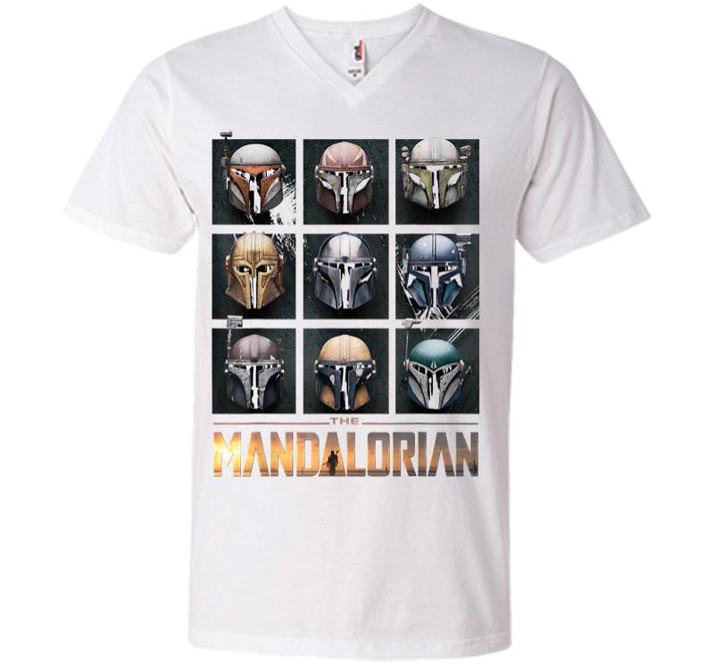 Inktee Store - Star Wars The Mandalorian Helmet Box Up V-Neck T-Shirt Image