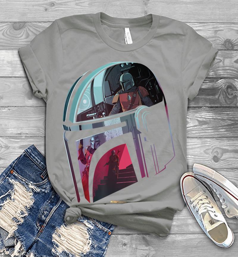 Inktee Store - Star Wars The Mandalorian Helmet Scene Fill Men T-Shirt Image