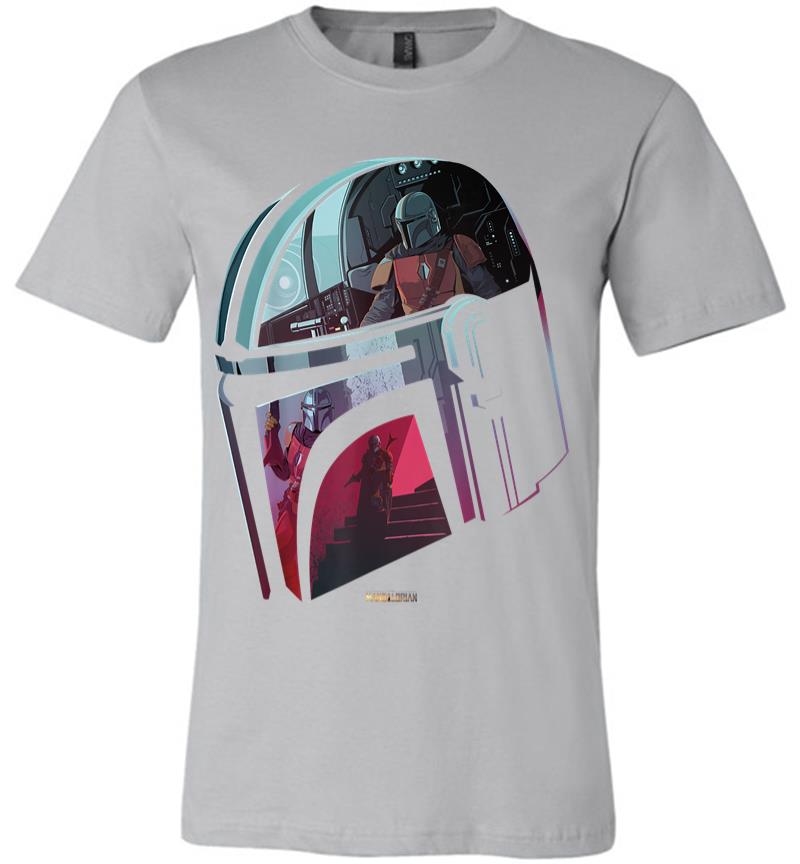 Inktee Store - Star Wars The Mandalorian Helmet Scene Fill Premium T-Shirt Image